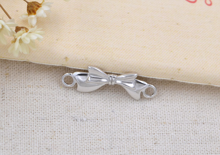 Sterling Silver Double Looped Branch Bowknot Love Rose Charm Connector S925 Finding