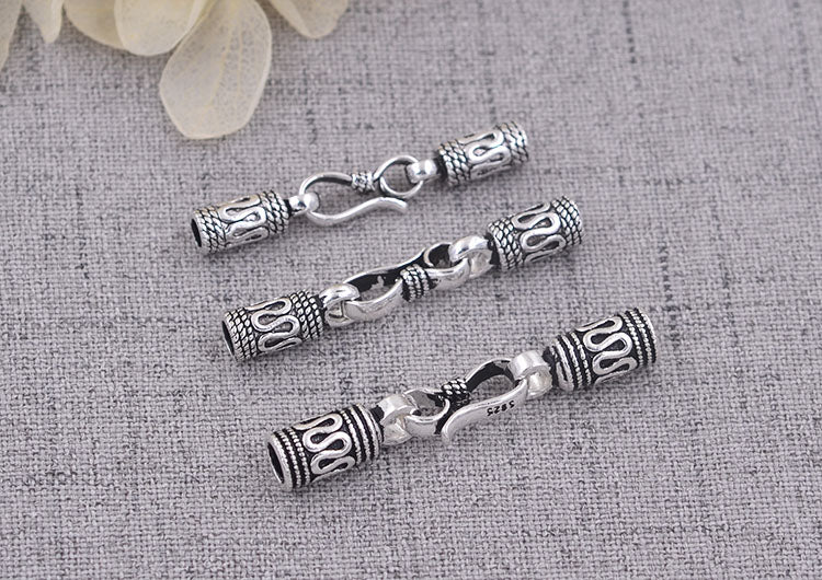 Fermoir d'extrémité de cordon rond en argent sterling, clips en cuir fins S925