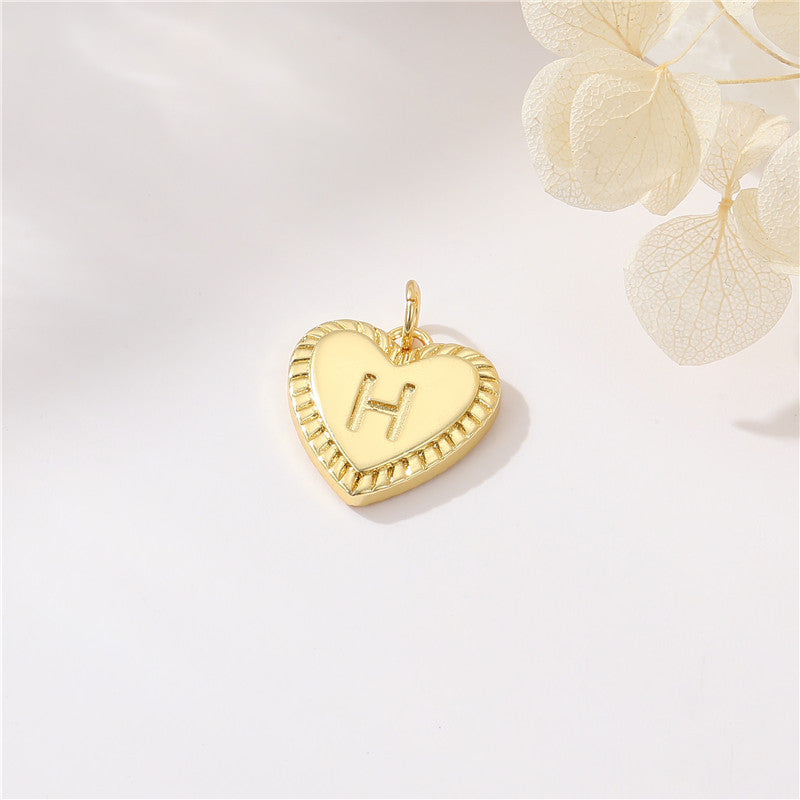 Pendentif à breloque 2 coeurs initiales Alphabet AZ 14K GF