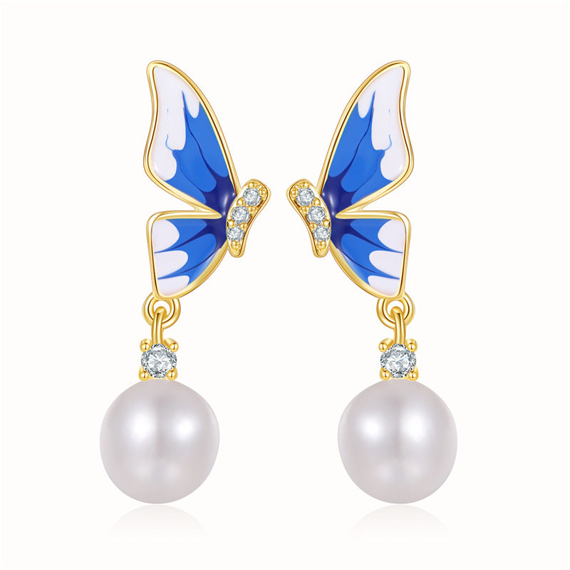 4 boucles d'oreilles papillon coeur broche fleur croix feuille boucles d'oreilles 14K GF coquille strass embelli boucle d'oreille moitié percée perle perle vierge