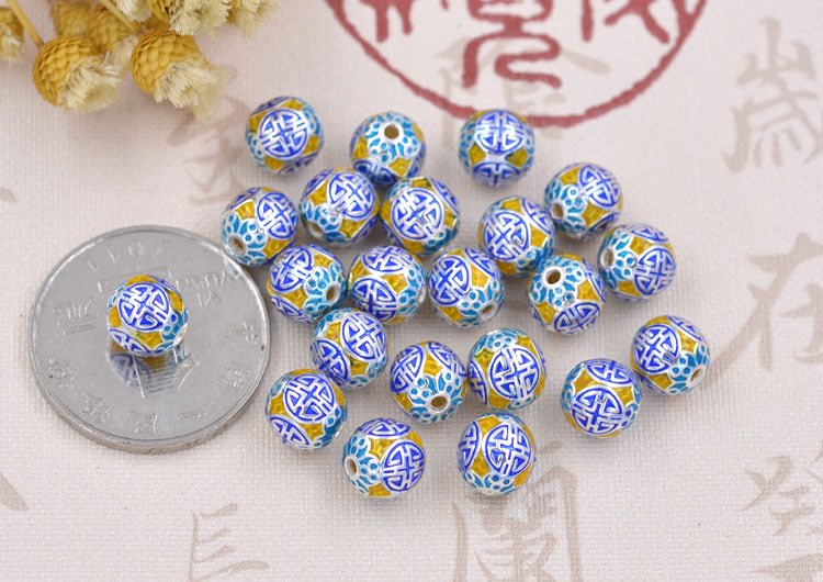 Argent sterling émail époxy rond XI 囍 perle entretoise S925 trouver