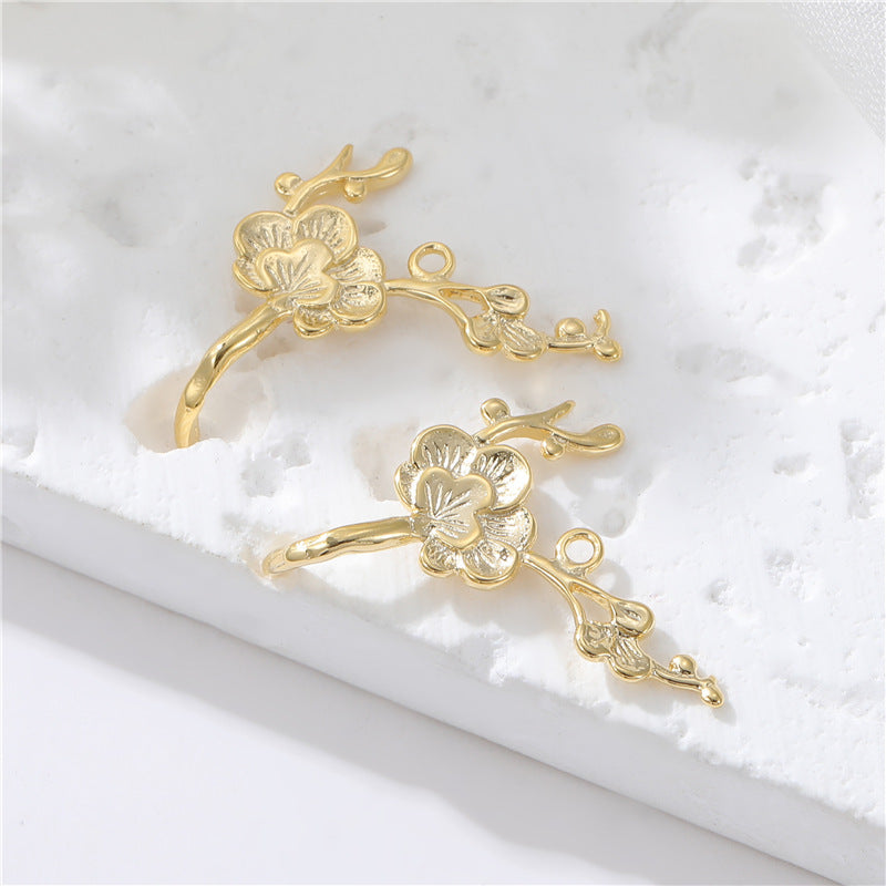 2 pendentif de charme de branche florale 14K GF perle semi-percée perle vierge