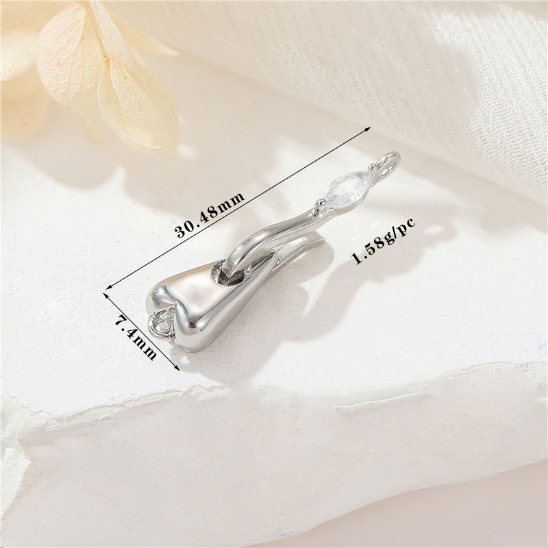 2 Round Oval Floral Heart Circle Clasp 14K GF Rhinestone Embellished Clasps Connector