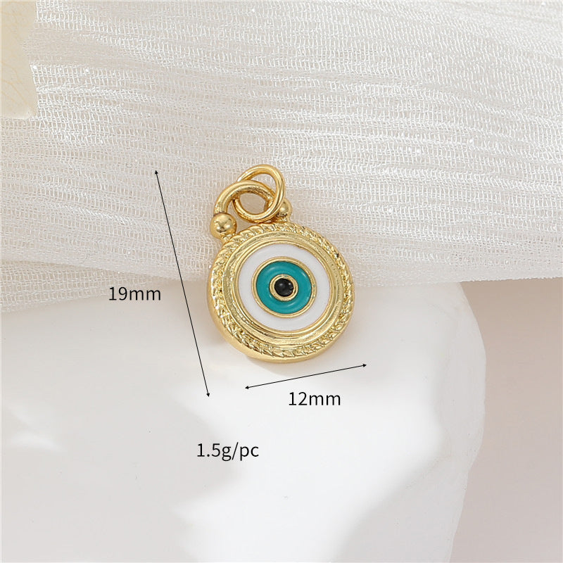 2 Evil Eye Moon Sun Charm Pendentif Émail Epoxy 14K GF Strass Embelli