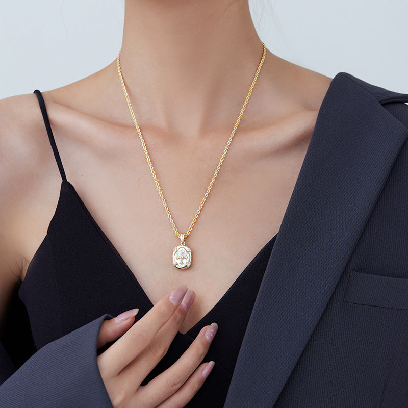 2 Blumen Kreuz Herz Rechteck Tarot Karte Charm Kabel Schlange Singapur Kette Halskette Strass verziert 14K GF Choker