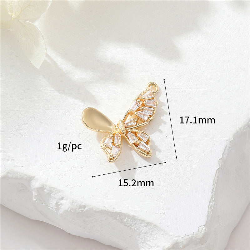 2 Blumen Katze Sonne Schmetterling Herz Meerjungfrau Rechteck Charm Anhänger Strass verziert 14K GF