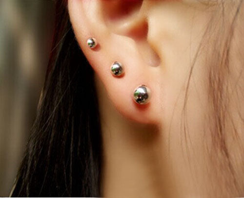 Sterling Silver Glossy Frosted Round Ball Stud Earrings S990 Finding