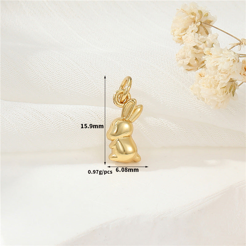 2 Chat Lapin Tortue Dinosaure Charme Pendentif Strass Embelli 14K GF