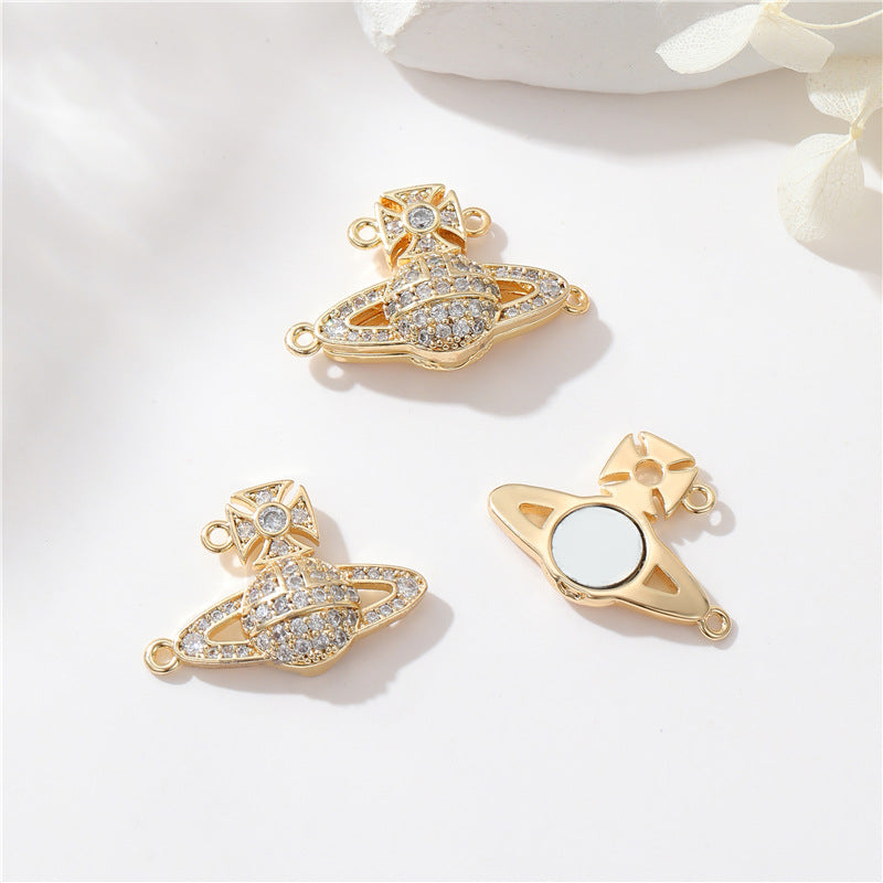 2 fermoirs magnétiques papillon Saturne rectangulaire citrouille, connecteur de fermoirs pendentif 14K GF