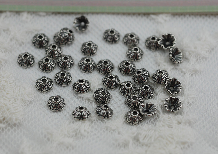 Sterling Silver Floral Bead Cap Cup S925 Finding