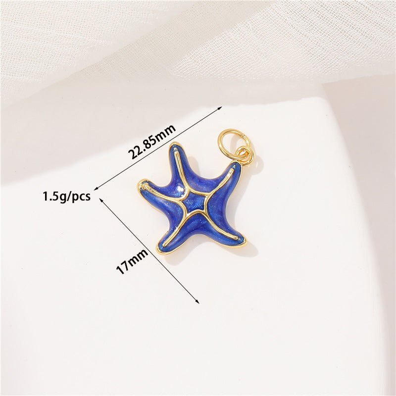 2 Whale Octopus Seahorse Shell Conch Starfish Coral Jellyfish Charm Pendant Rhinestone Embellished 14K GF