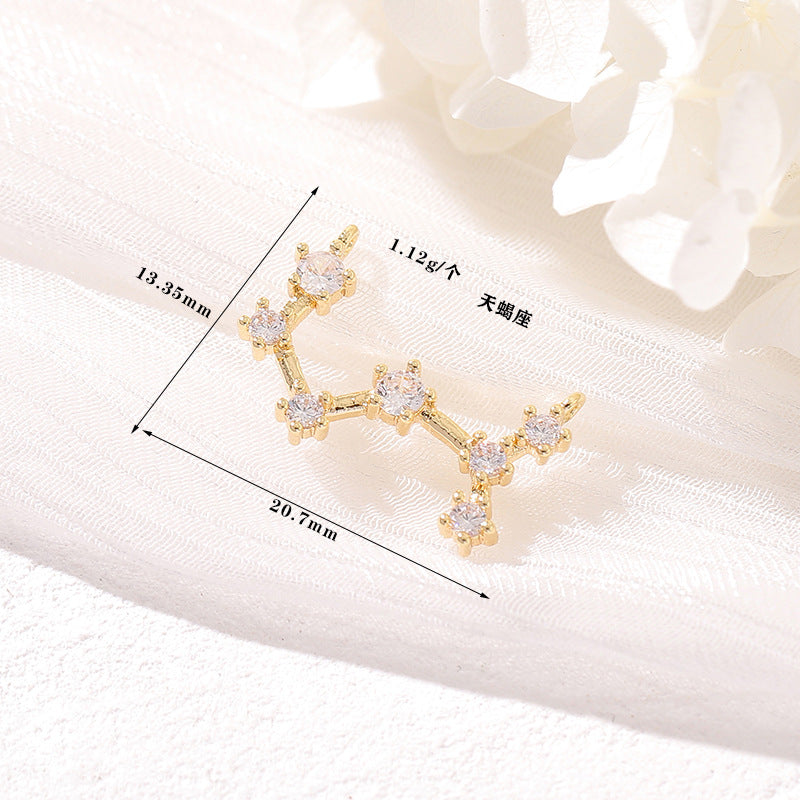 Pendentif à breloque zodiaque 2 étoiles orné de strass 14K GF