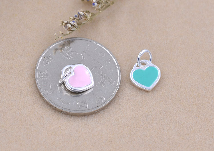Pendentif à breloque papillon en forme de cœur en émail époxy en argent sterling S925
