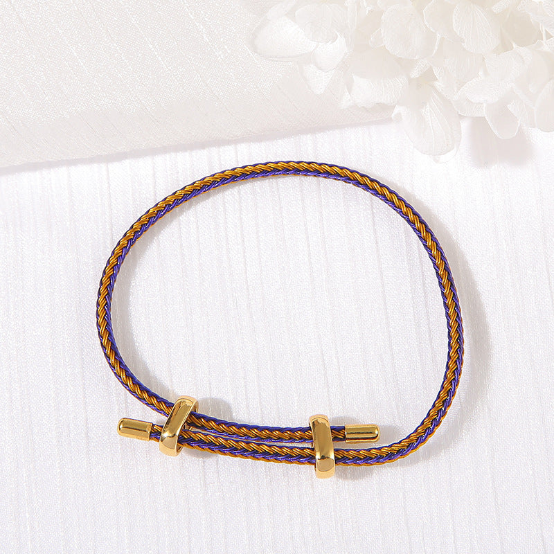 2 verstellbare schlichte geflochtene Schnurarmbänder aus 14-karätigem GF-Armband