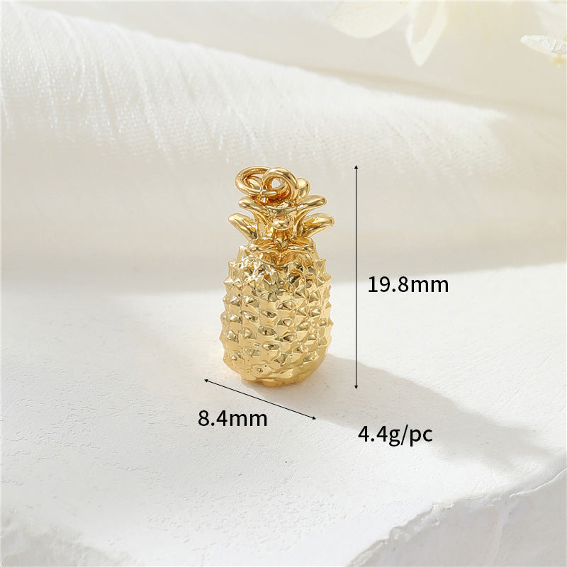 2 Grenade Durian Fraise Pomme Pitaya Orange Banane Ananas Citron Avocat Mangue Pastèque Fruit Charme Pendentif Émail Époxy 14K GF