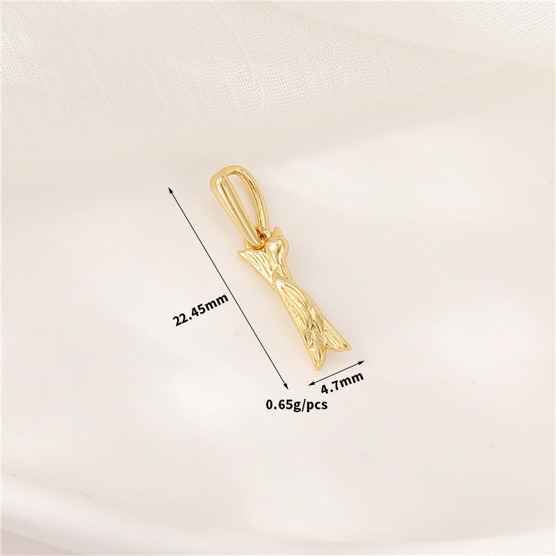 Pendentif à breloque AZ avec 2 ailes de cygne et initiales de l'alphabet 14K GF