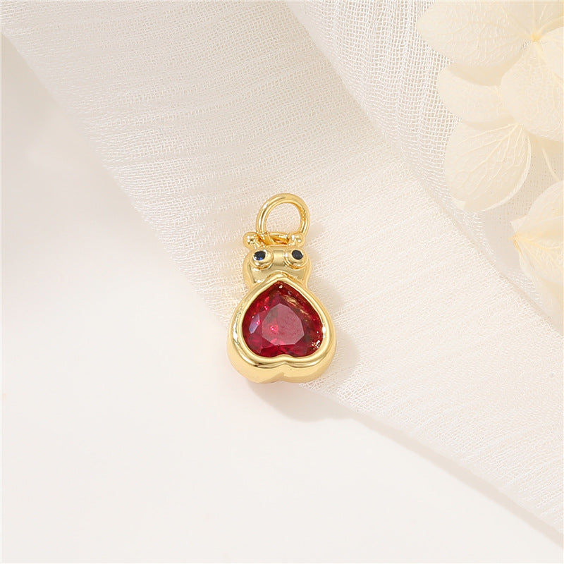 2 pendentifs à breloque coeur floral ornés de strass 14K GF