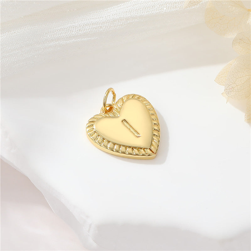 Pendentif à breloque 2 coeurs initiales Alphabet AZ 14K GF