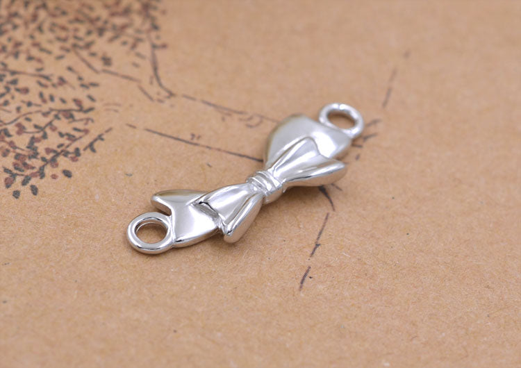Sterling Silver Double Looped Branch Bowknot Love Rose Charm Connector S925 Finding
