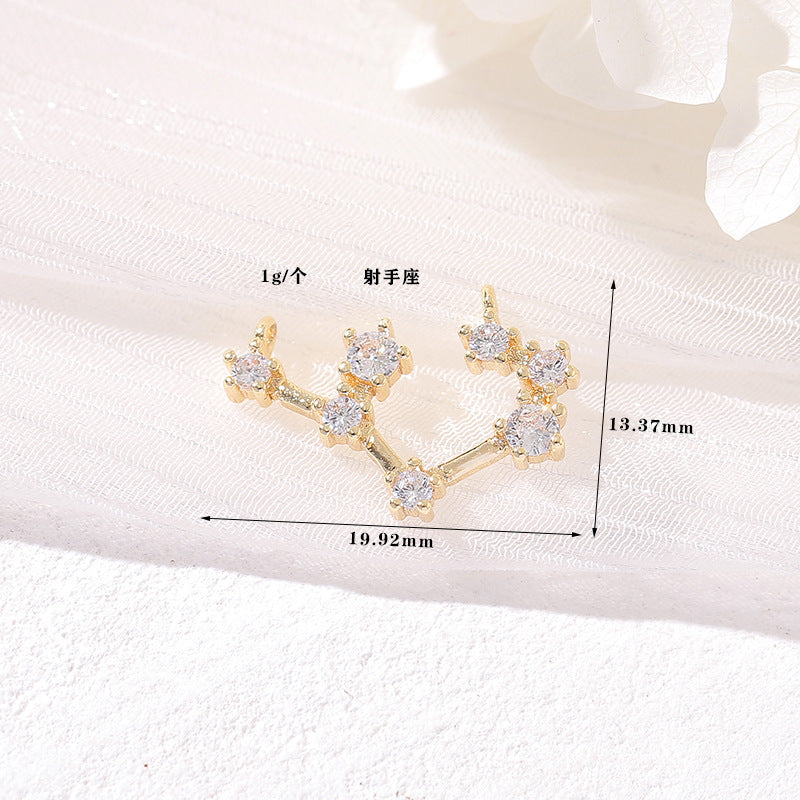 Pendentif à breloque zodiaque 2 étoiles orné de strass 14K GF