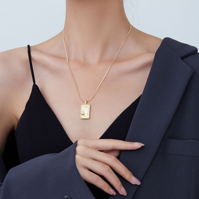 2 Blumen Kreuz Herz Rechteck Tarot Karte Charm Kabel Schlange Singapur Kette Halskette Strass verziert 14K GF Choker