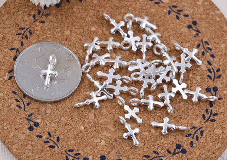 Sterling Silver Tiny Star Moon Heart Cross Charm Pendant S925 Finding