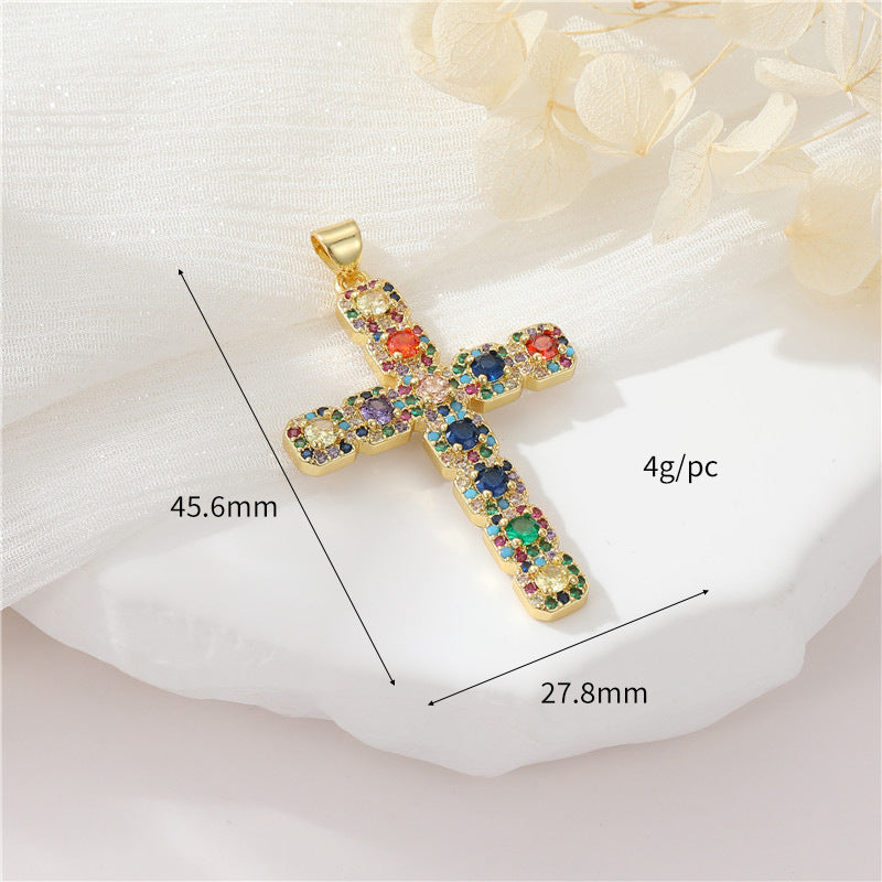 Pendentif à breloque 2 croix orné de strass 14K GF