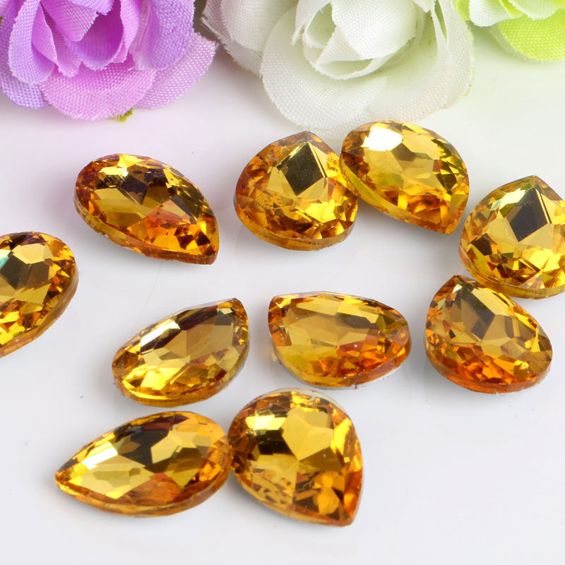 Bulk 100 Faceted Waterdrop Pointed Culet Clear Rhinestone Glass Jewelry Finding 6x8mm 8x13mm 7x10mm 10x14mm 13x18mm 18x25mm 20x30mm