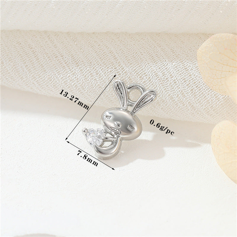 2 pendentif à breloque éléphant lapin conque strass embelli 14K GF