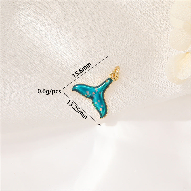 2 Whale Octopus Seahorse Shell Conch Starfish Coral Jellyfish Charm Pendant Rhinestone Embellished 14K GF