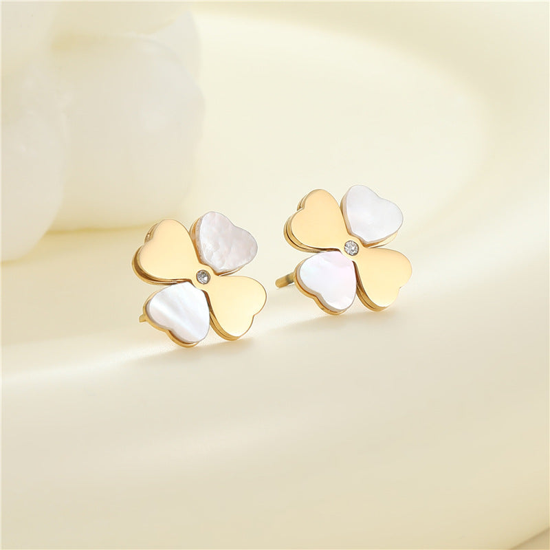 4 Émail Époxy Trèfle à quatre feuilles Orange Pastèque Floral Papillon Carré Coeur Cactus Boucles d’oreilles à tige 14K GF Strass Embelli Boucle d’oreille