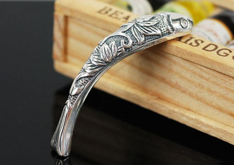 Sterling Silver Rhinestone Bent Fish Pipe Bead Spacer S925 Finding