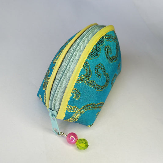 2x2.5x4.5 "pochettes en soie chinoise à coquille colorée sacs de pièces d'argent de poche avec sac à fermeture éclair sacs d'emballage traditionnels pour cadeaux de bijoux