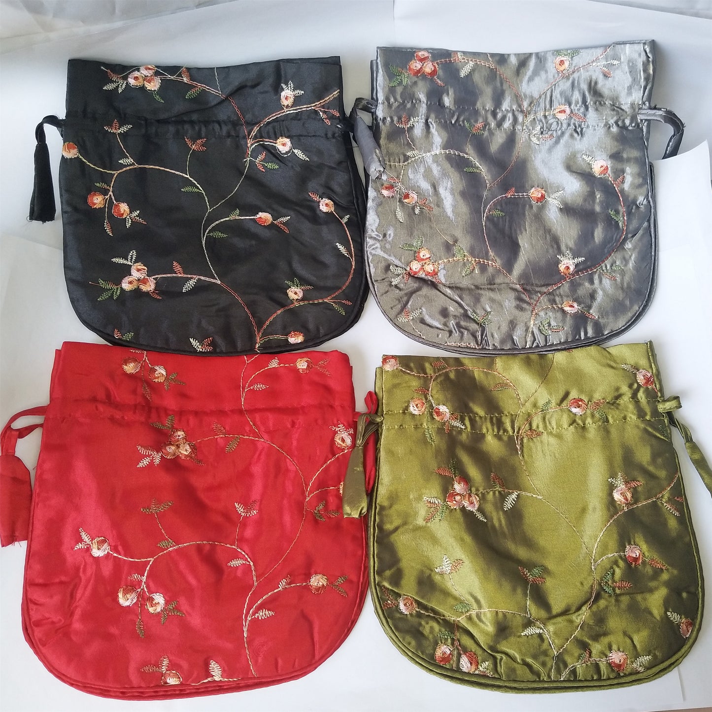 8x8" Colorful Chinese Silk Pouches Pocket Money Coins HandBags Drawstring Grab Bag lot Traditional Packaging Bags for Jewelry Gifts