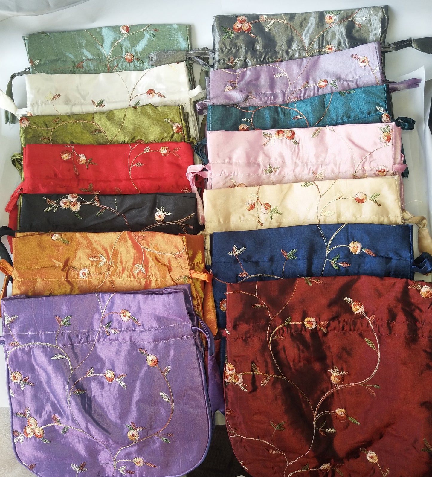 8x8" Colorful Chinese Silk Pouches Pocket Money Coins HandBags Drawstring Grab Bag lot Traditional Packaging Bags for Jewelry Gifts