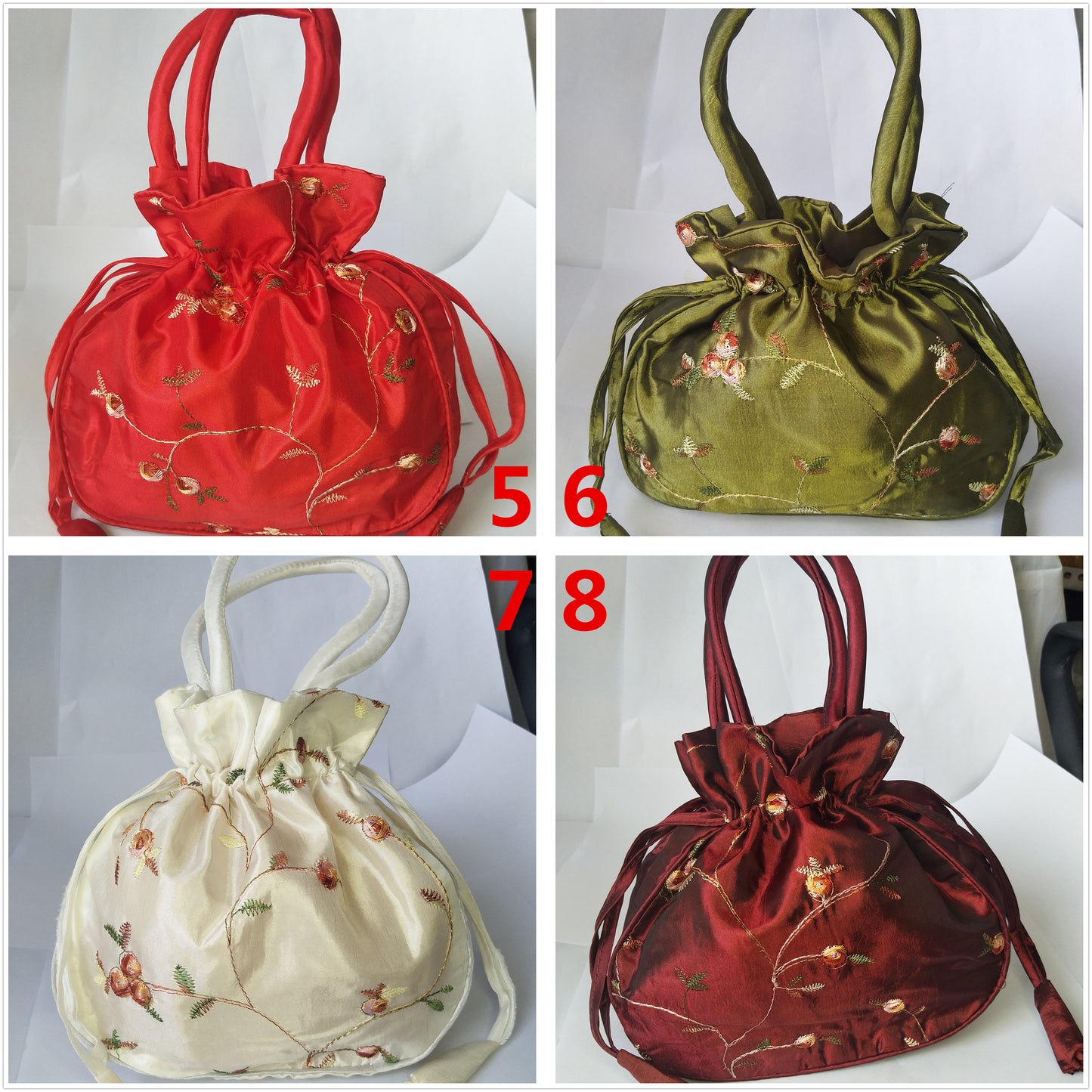 8x8" Colorful Chinese Silk Pouches Pocket Money Coins HandBags Drawstring Grab Bag lot Traditional Packaging Bags for Jewelry Gifts