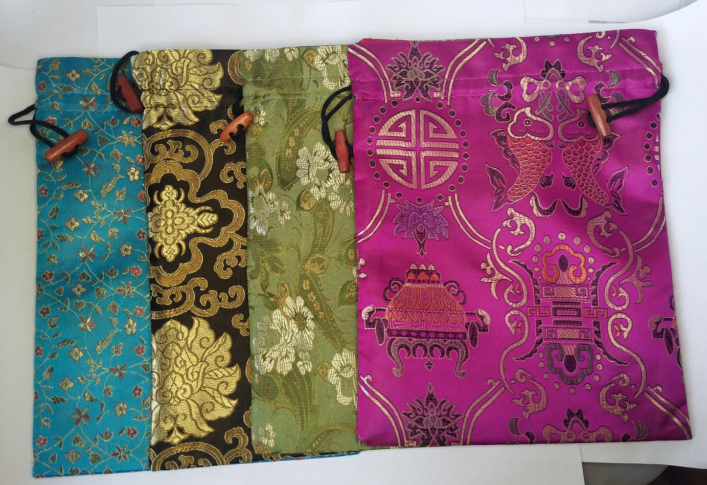 8x10" Colorful Chinese Silk Pouches Pocket Money Coins Bags Drawstring Grab Bag lot Traditional Packaging Bags for Jewelry Gifts