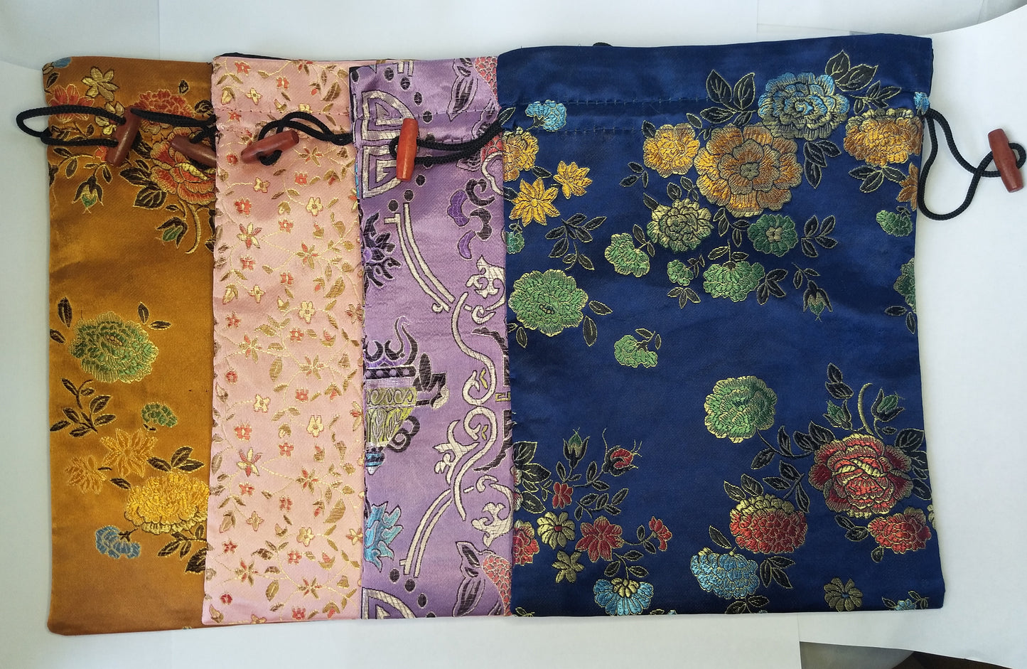 8x10" Colorful Chinese Silk Pouches Pocket Money Coins Bags Drawstring Grab Bag lot Traditional Packaging Bags for Jewelry Gifts