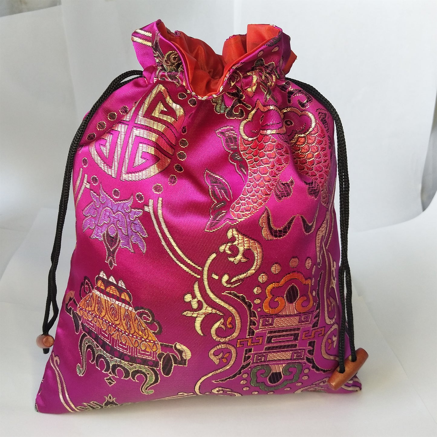 8x10" Colorful Chinese Silk Pouches Pocket Money Coins Bags Drawstring Grab Bag lot Traditional Packaging Bags for Jewelry Gifts