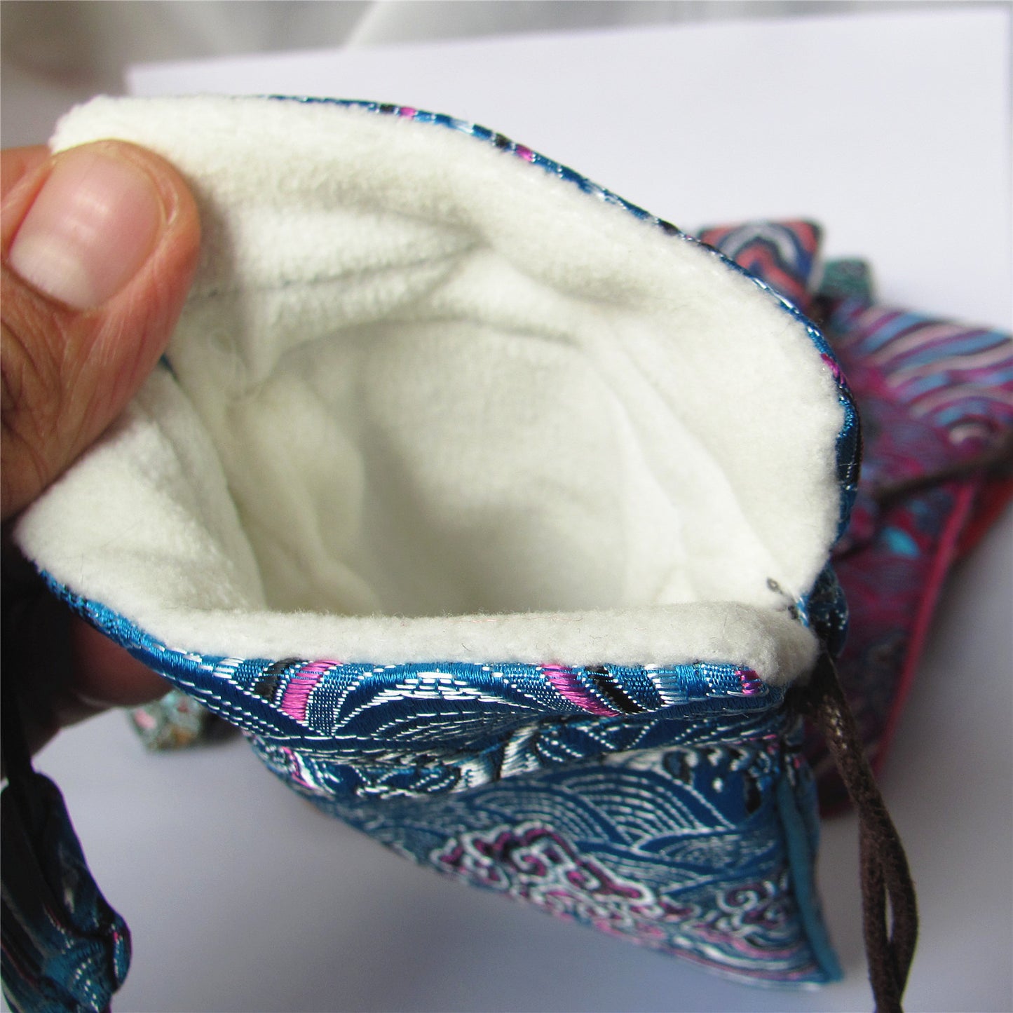 4x6" Colorful Sea Wave Silk Rosary Bag Pouch Lint Lining Coin Wallet Drawstring Grab Amulet Bag Traditional Jewelry Gift Packaging