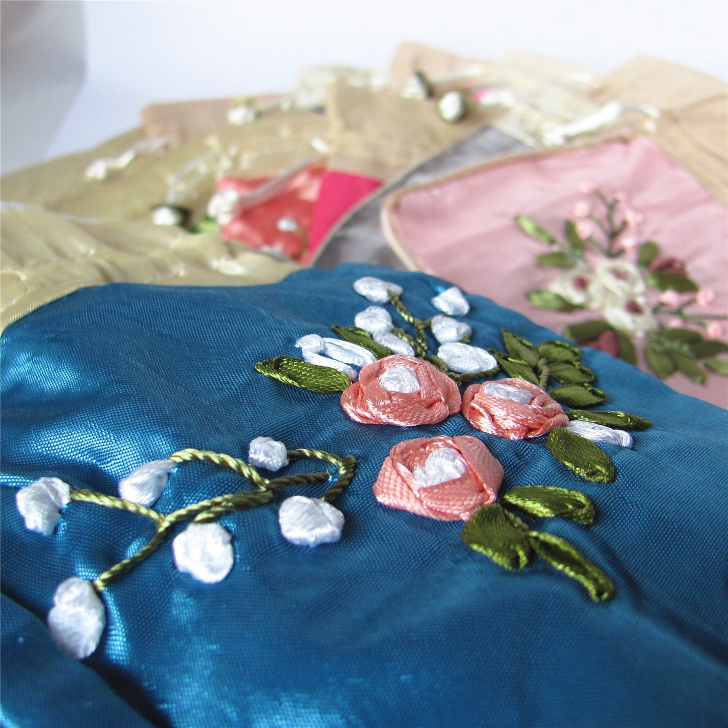 5x6" Hand Embroidery Silk Rosary Bag Pouch Pocket Money Coin Bag Drawstring Grab Amulet Bag Traditional Packaging for Jewelry Gift