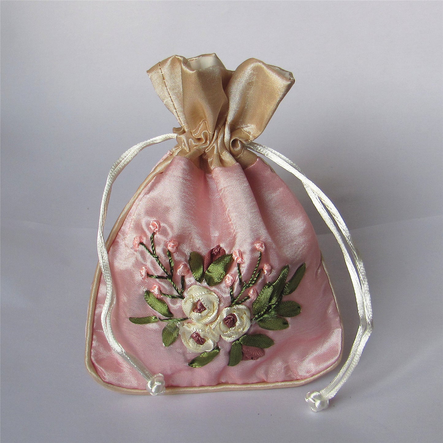 5x6" Hand Embroidery Silk Rosary Bag Pouch Pocket Money Coin Bag Drawstring Grab Amulet Bag Traditional Packaging for Jewelry Gift