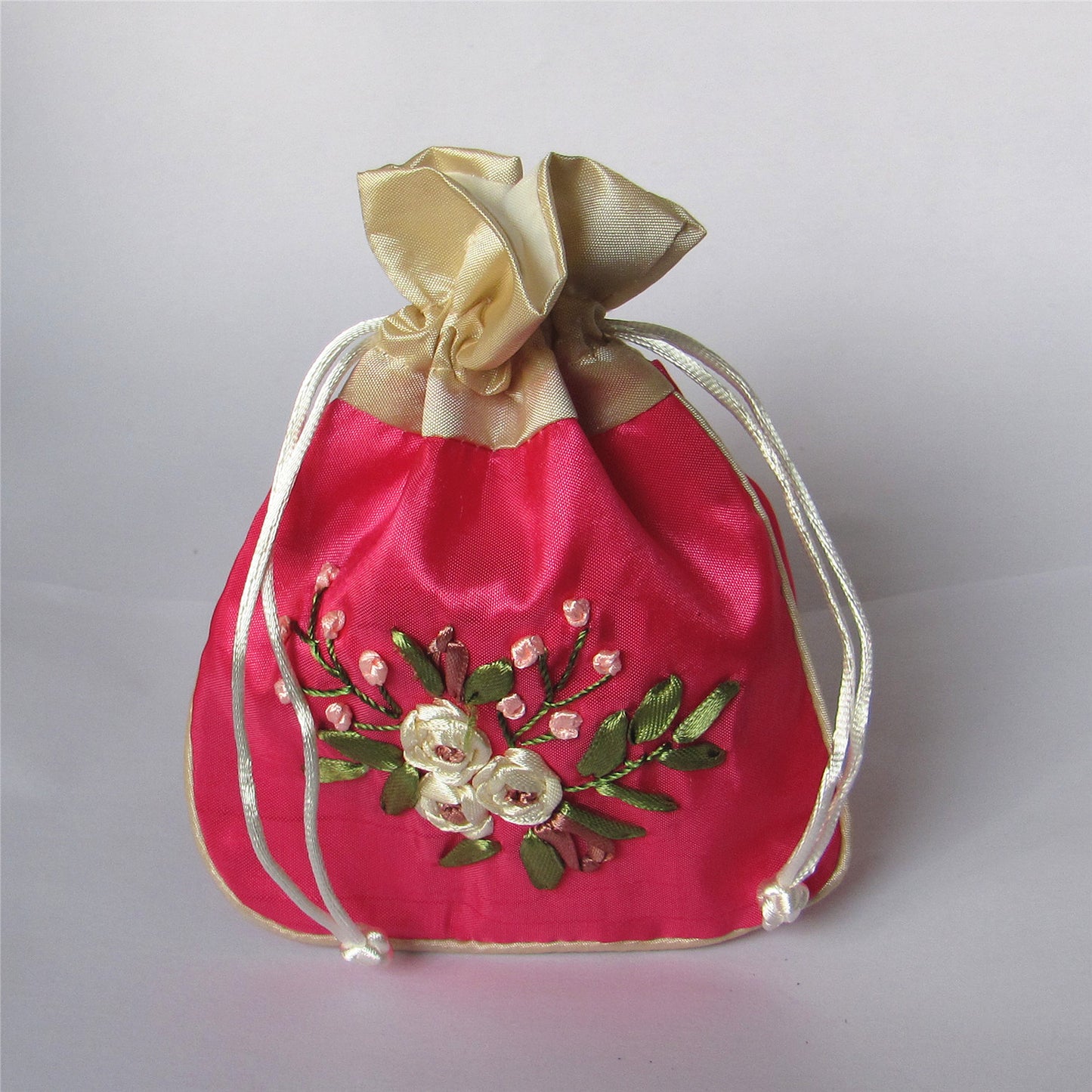 5x6" Hand Embroidery Silk Rosary Bag Pouch Pocket Money Coin Bag Drawstring Grab Amulet Bag Traditional Packaging for Jewelry Gift