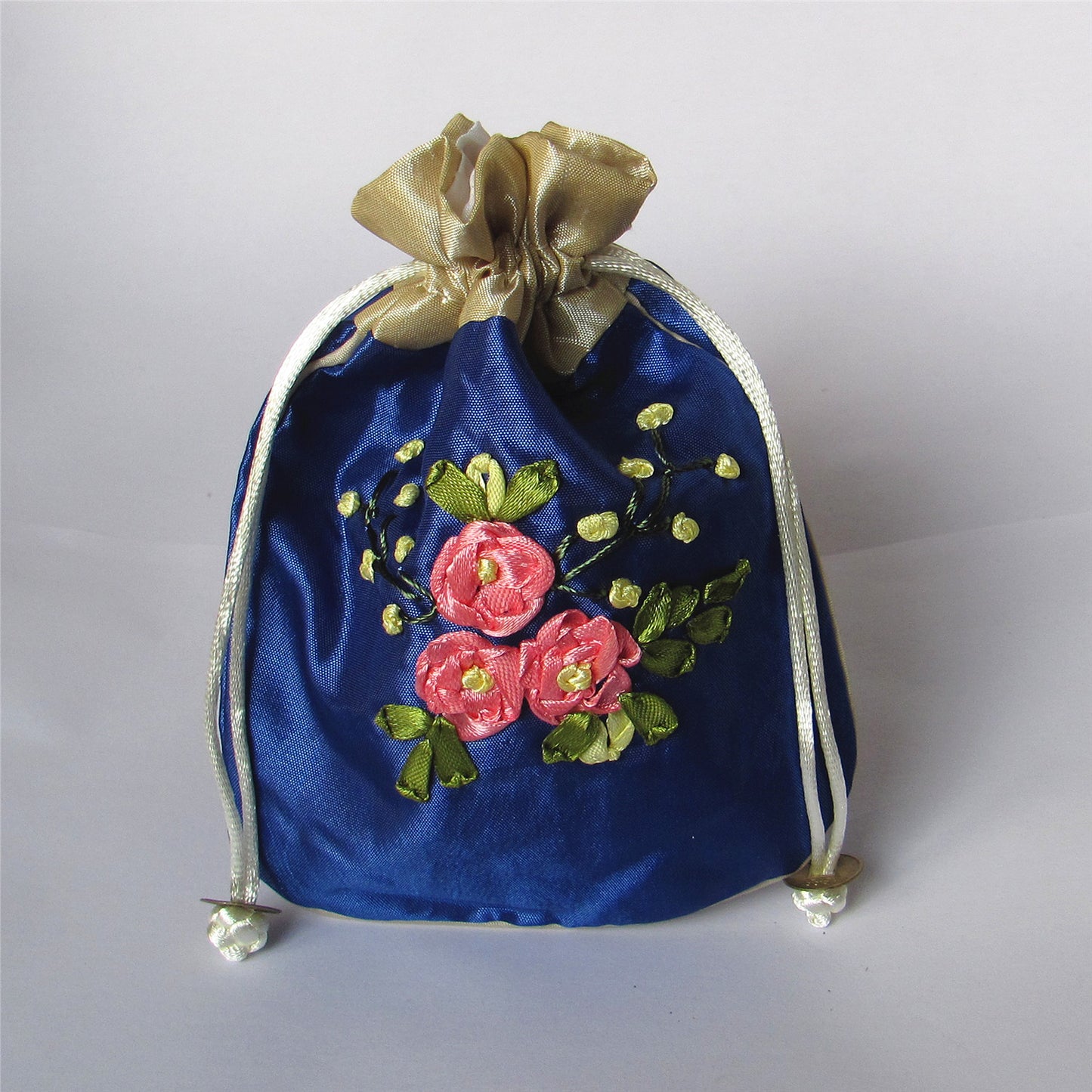 5x6" Hand Embroidery Silk Rosary Bag Pouch Pocket Money Coin Bag Drawstring Grab Amulet Bag Traditional Packaging for Jewelry Gift