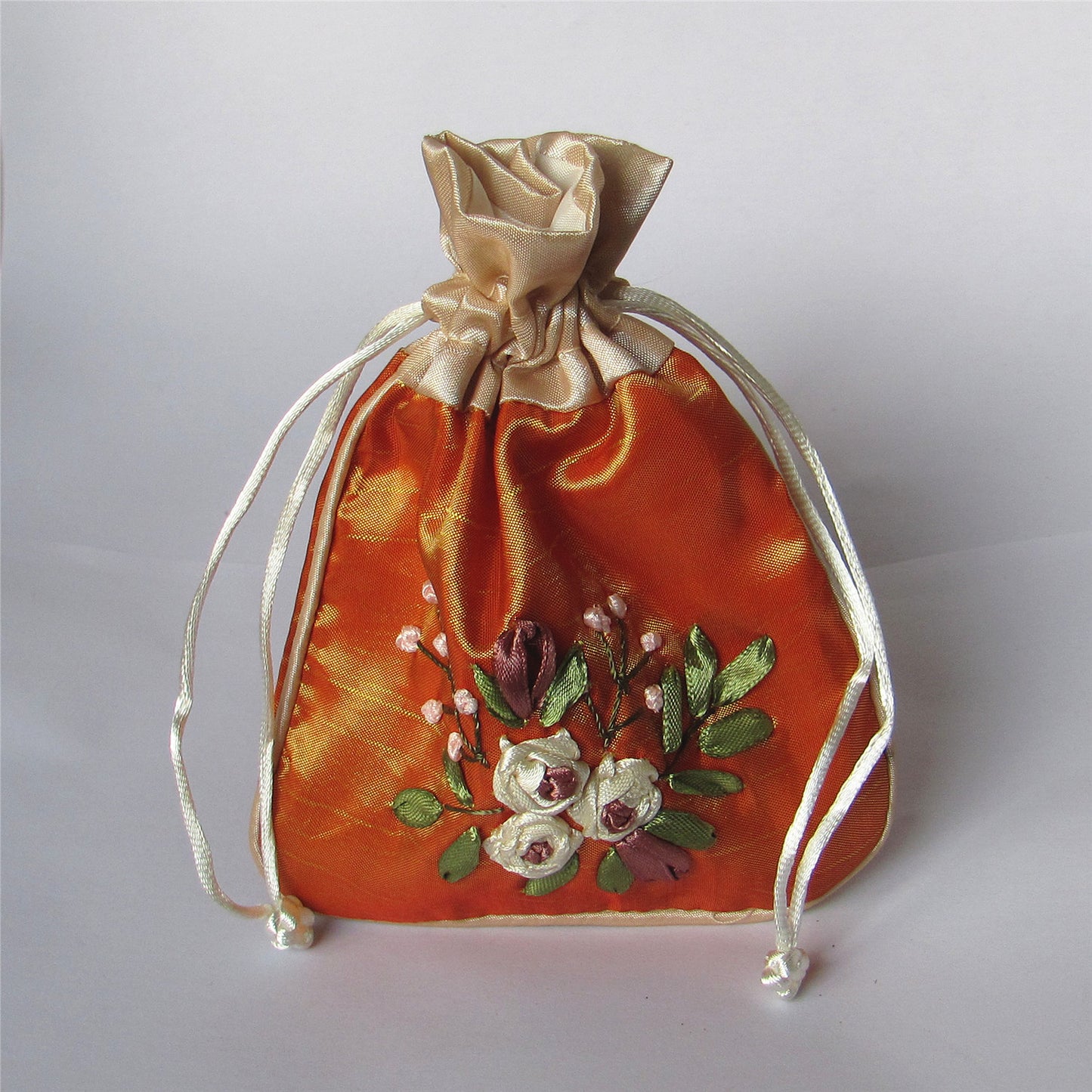 5x6" Hand Embroidery Silk Rosary Bag Pouch Pocket Money Coin Bag Drawstring Grab Amulet Bag Traditional Packaging for Jewelry Gift