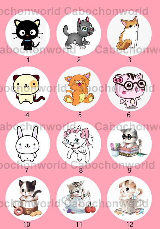 Collection de cabochons de chat mignon CWN0023