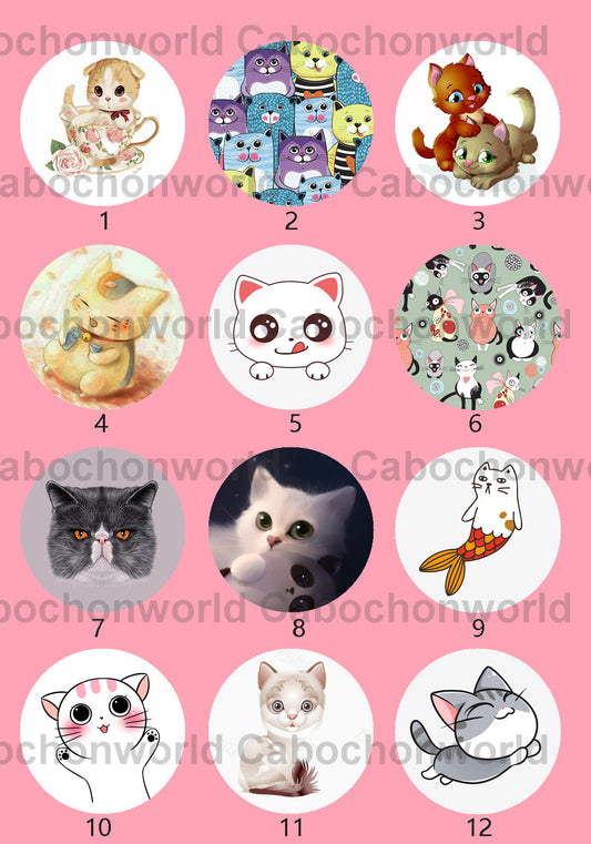 Collection de cabochons de chat mignon CWN0024