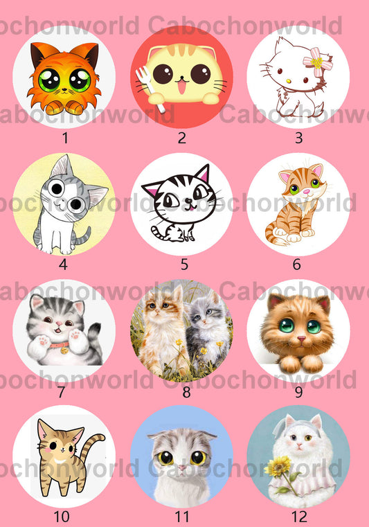 Collection de cabochons de chat mignon CWN0025
