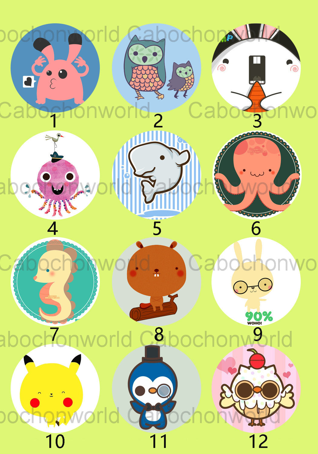 Collection de cabochons de personnages de dessins animés mignons CW0029