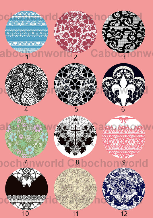 Collection de cabochons à motifs floraux CWN0036